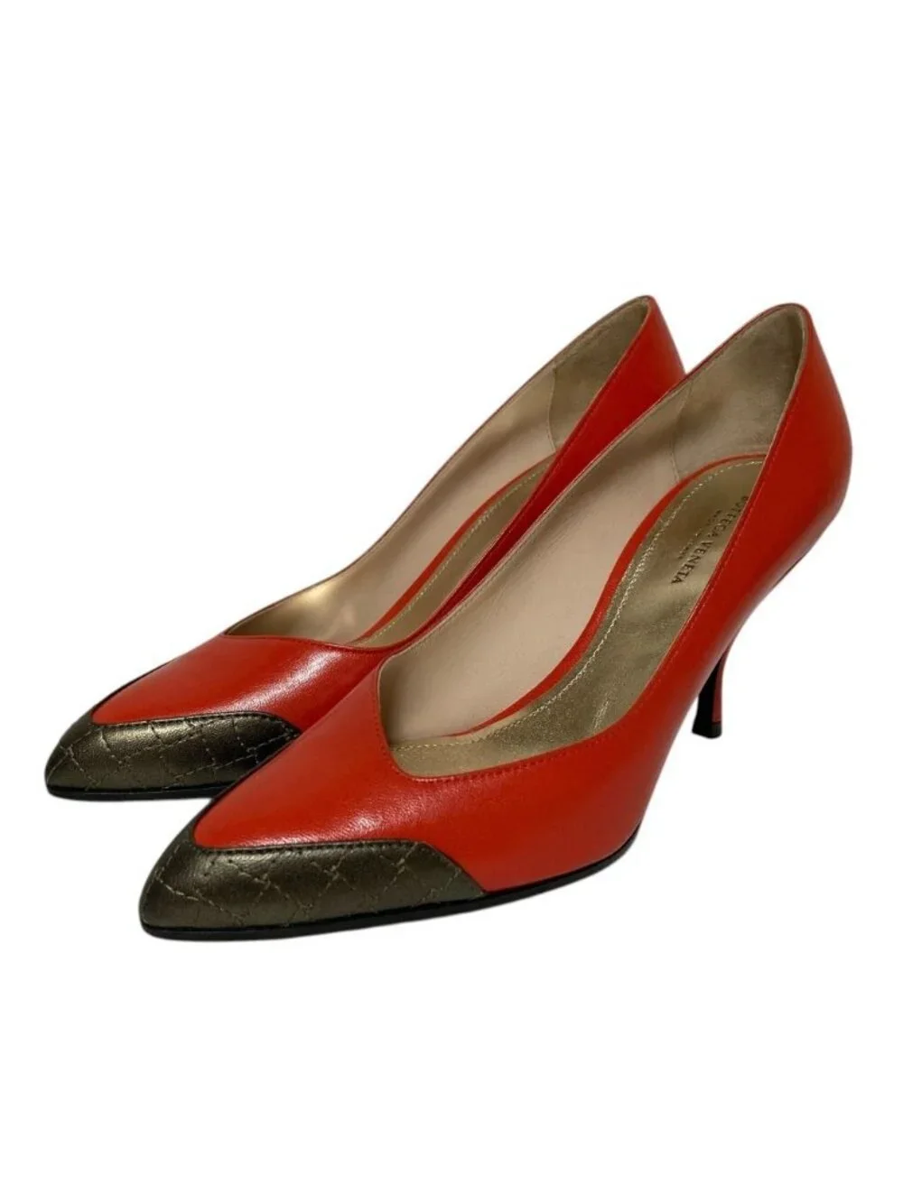 Bottega Veneta Color Contrast Leather Pointed Toe Pumps 36.5 Equivalent
